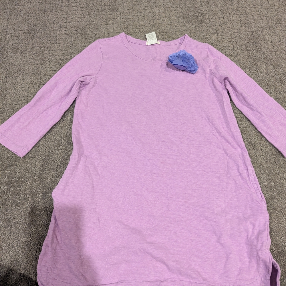 J. Crew Purple Top with Dark Blue Flower